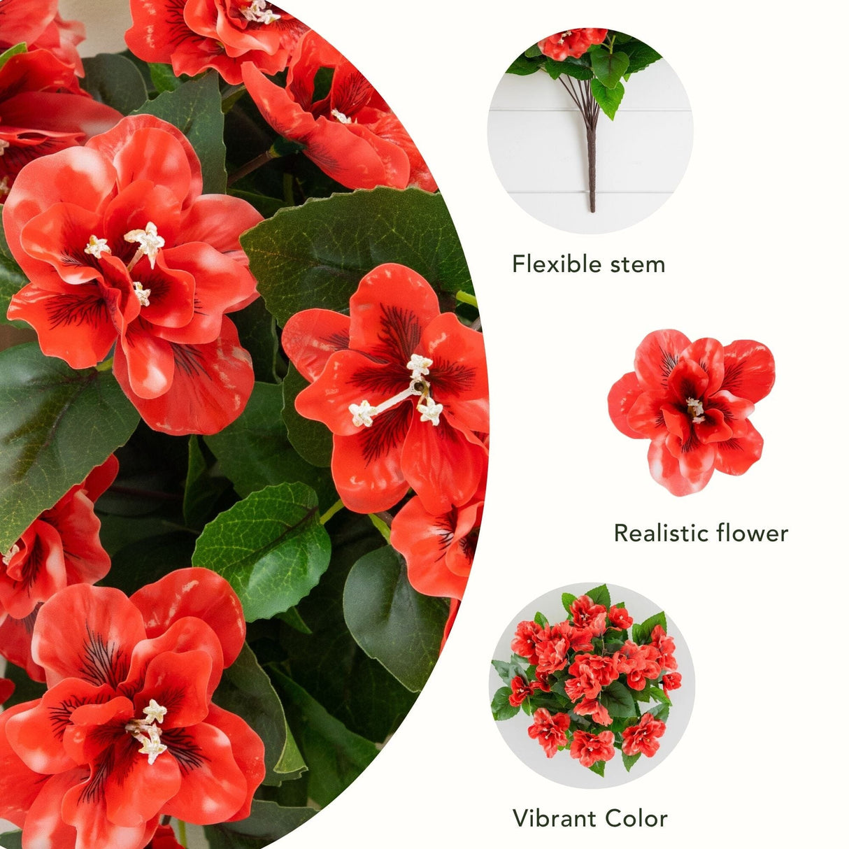 19" UV Resistant Artificial Azalea Bush (Indoor/Outdoor) - Set of 3