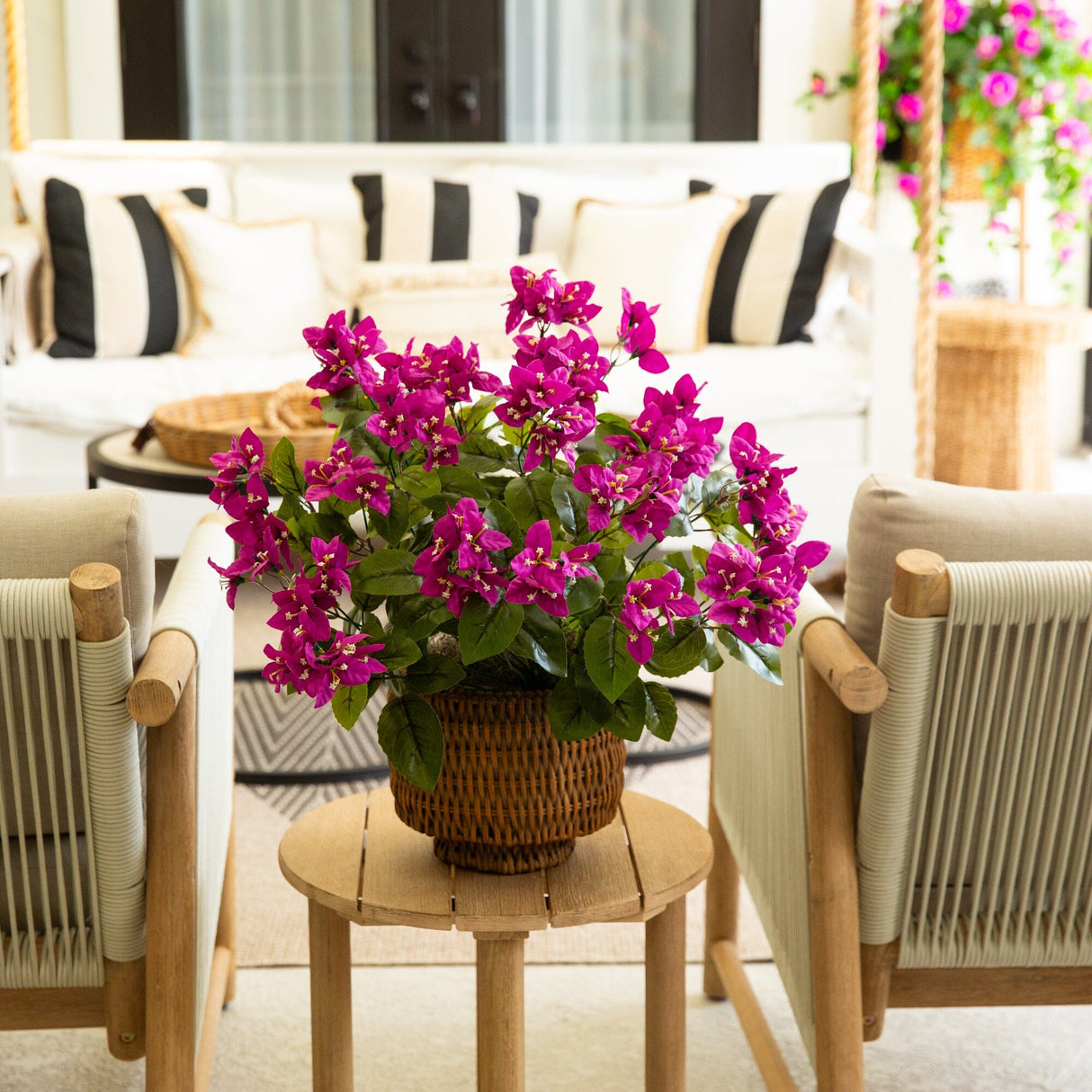 19" UV Resistant Artificial Bougainvillea Bush (Indoor/Outdoor) - Set of 4