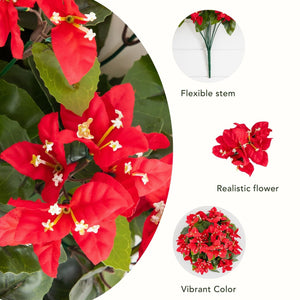 19" UV Resistant Artificial Bougainvillea Bush (Indoor/Outdoor) - Set of 4