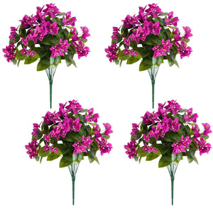 19" UV Resistant Artificial Bougainvillea Bush (Indoor/Outdoor) - Set of 4