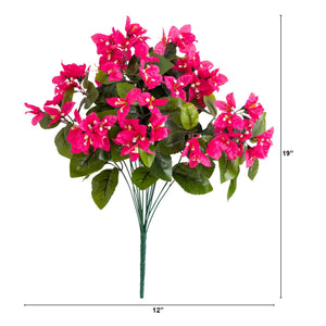 19" UV Resistant Artificial Bougainvillea Bush (Indoor/Outdoor) - Set of 4
