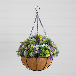 19” UV Resistant Artificial Dandelion and Rosemary Hanging Basket (Indoor/Outdoor)