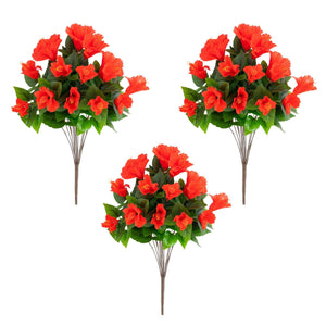 19" UV Resistant Artificial Hibiscus Bush (Indoor/Outdoor) - Set of 3