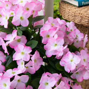 19" UV Resistant Artificial Hydrangea Bush (Indoor/Outdoor) - Set of 3