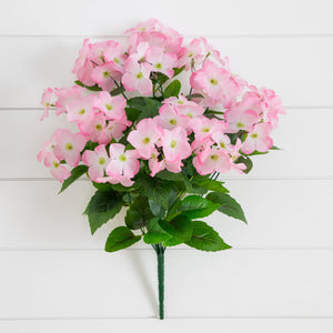 19" UV Resistant Artificial Hydrangea Bush (Indoor/Outdoor) - Set of 3