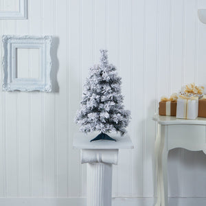 2’ Flocked Artificial Christmas Tree with 30 Clear LED Lights
