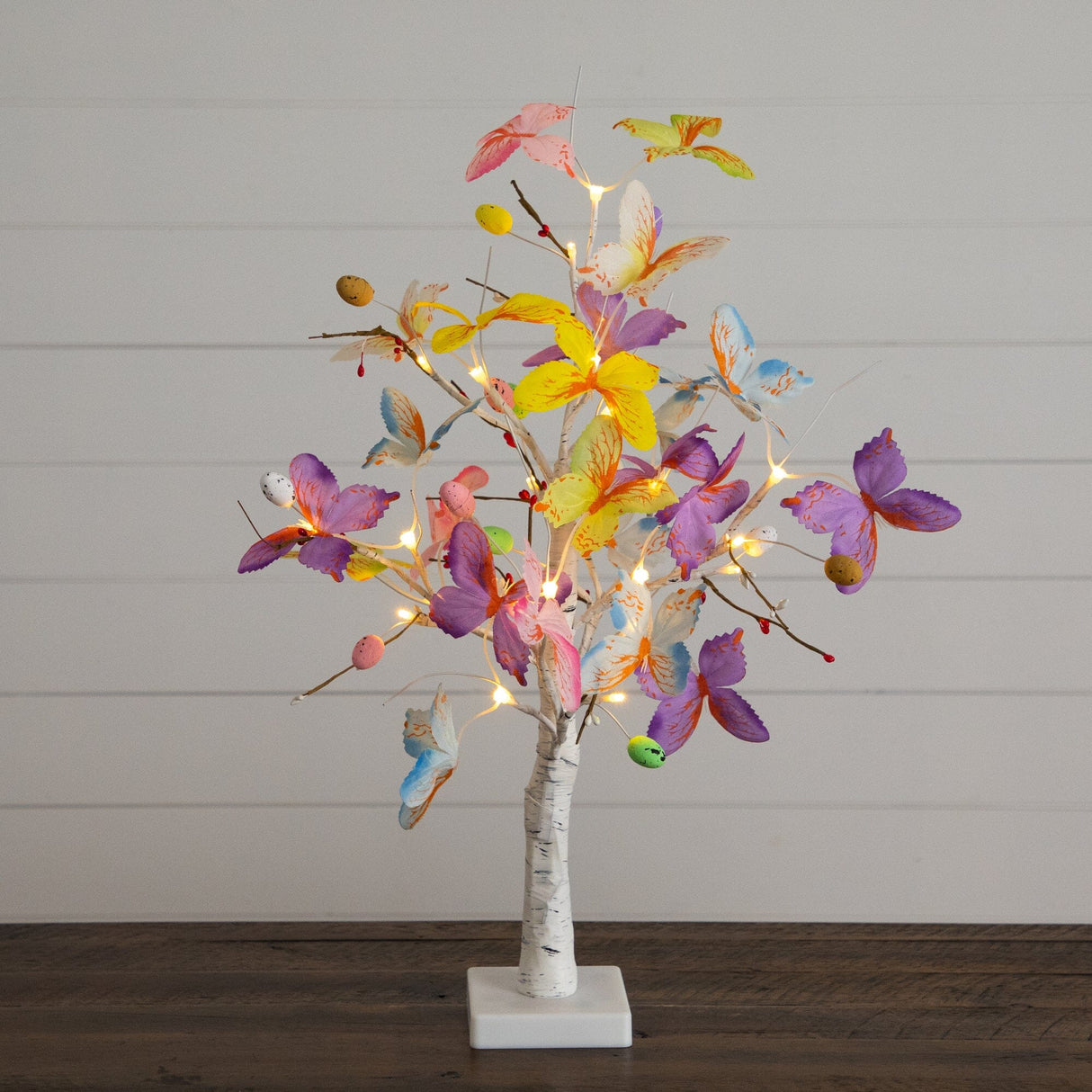 2' Pre-Lit Artificial Butterfly Twig Tree with 24 Warm White LED Lights