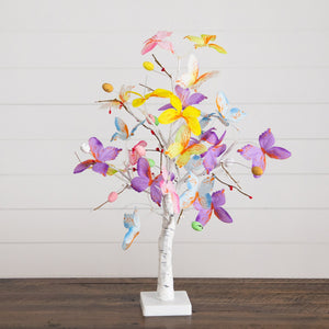 2' Pre-Lit Artificial Butterfly Twig Tree with 24 Warm White LED Lights