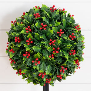 2' UV Resistant Artificial Holly Berry Christmas Ball with Integrated Ground Stake (Indoor/Outdoor)