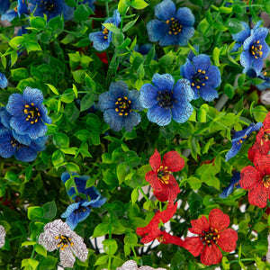 2' UV Resistant Artificial Red, White and Blue Flowering Daisy Bush with Integrated Ground Stake (Indoor/Outdoor) - Set of 2