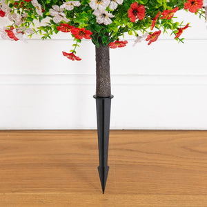 2' UV Resistant Artificial Red, White and Blue Flowering Daisy Bush with Integrated Ground Stake (Indoor/Outdoor) - Set of 2