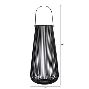 2’ Vintage Black Metal Wire Tea Votive Lantern Candle Holder