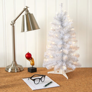 2’ White Artificial Christmas Tree with 35 LED Lights and 72 Bendable Branches