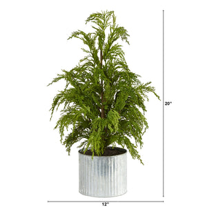 20” Cedar Pine “Natural Look” Artificial Christmas Tree in Decorative Planter