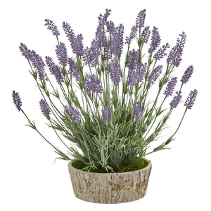 20” Lavender Artificial Plant in Weathered Oak Planter