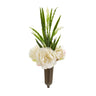20” Peony and Grass Graveside Memorial Arrangement in Vase