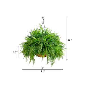 20” UV Resistant Artificial Mixed Fern Hanging Basket (Indoor/Outdoor)