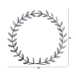 20” x 20” White Metal Olive Leaf Wall Decor