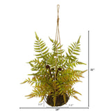 21” Fern Artificial Plant in Metal Hanging Basket