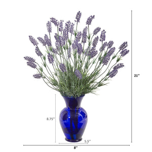 21” Lavender Artificial Plant in Blue Vase