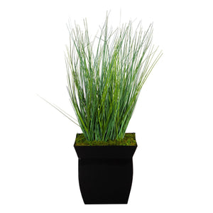 21” Onion Grass Artificial Plant in Black Metal Planter