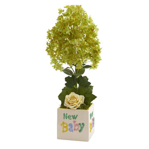 21” Peegee Hydrangea and Rose Artificial Arrangement in Vase