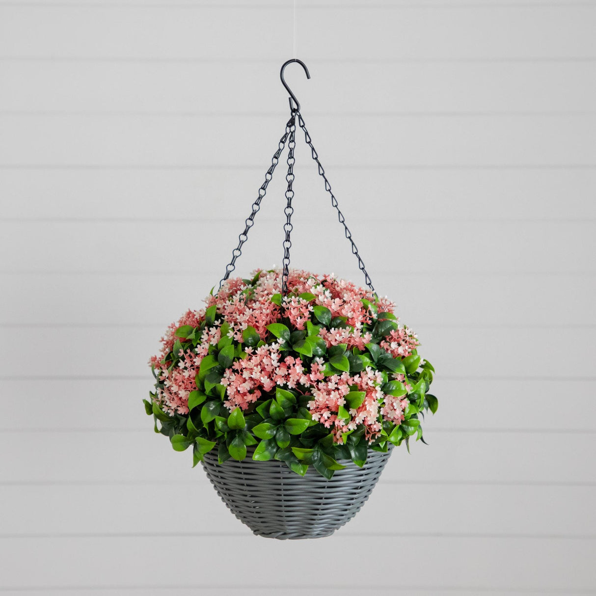 21" UV Resistant Artificial Mini Gardenia Hanging Basket (Indoor/Outdoor)