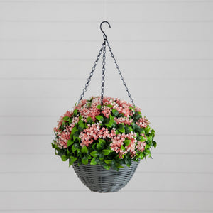 21" UV Resistant Artificial Mini Gardenia Hanging Basket (Indoor/Outdoor)