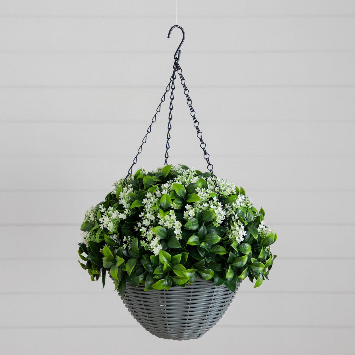 21" UV Resistant Artificial Mini Gardenia Hanging Basket (Indoor/Outdoor)