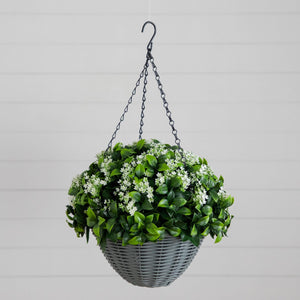 21" UV Resistant Artificial Mini Gardenia Hanging Basket (Indoor/Outdoor)