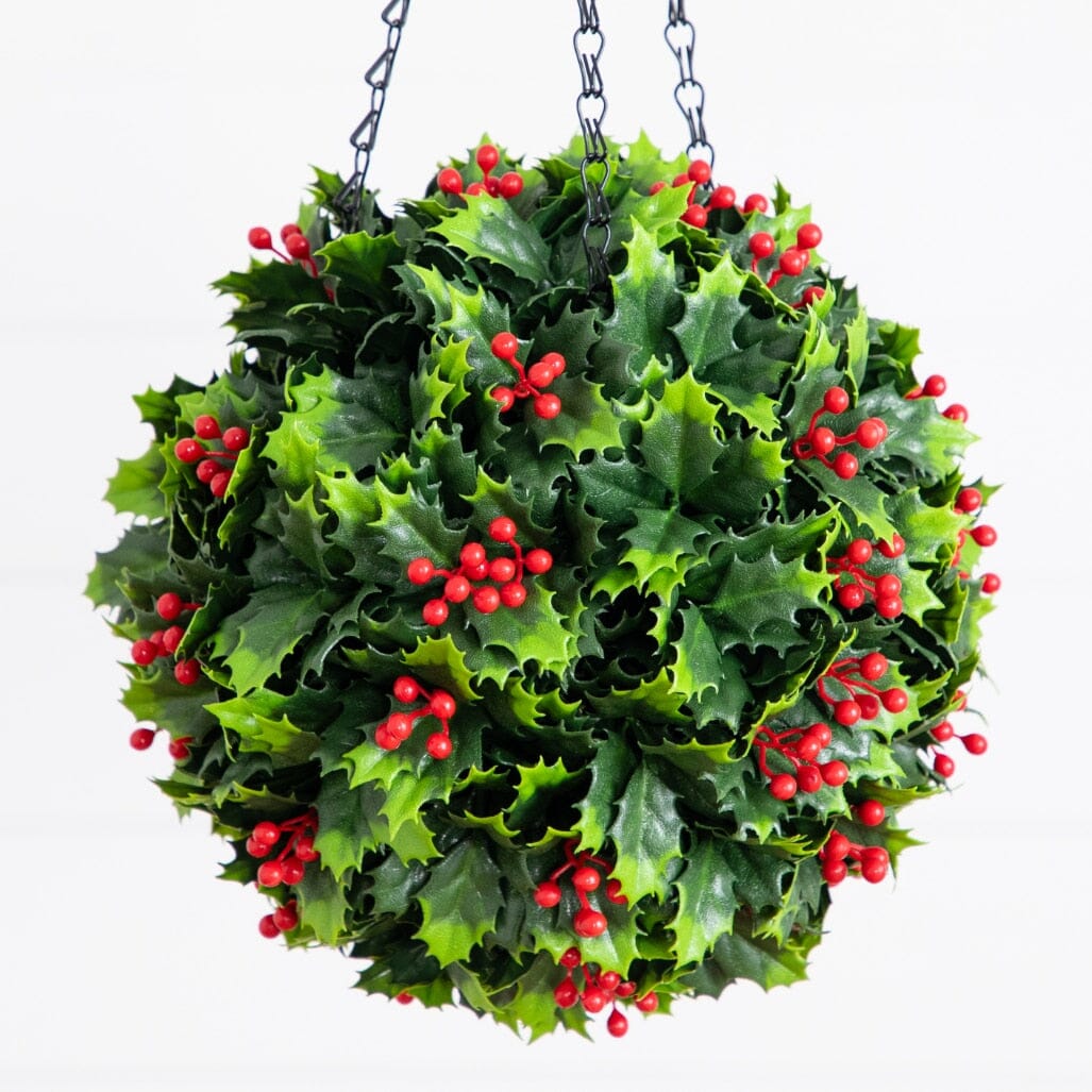 21” UV Resistant Artificial Holly Berry Christmas Hanging Ball (Indoor/Outdoor)
