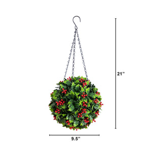 21” UV Resistant Artificial Holly Berry Christmas Hanging Ball (Indoor/Outdoor)