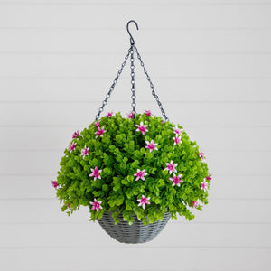 21” UV Resistant Artificial Lily and Eucalyptus Hanging Basket (Indoor/Outdoor)
