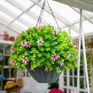 21” UV Resistant Artificial Lily and Eucalyptus Hanging Basket (Indoor/Outdoor)