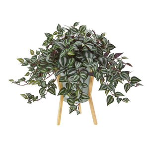 21” Wandering Jew Artificial Plant in Green Planter with Legs