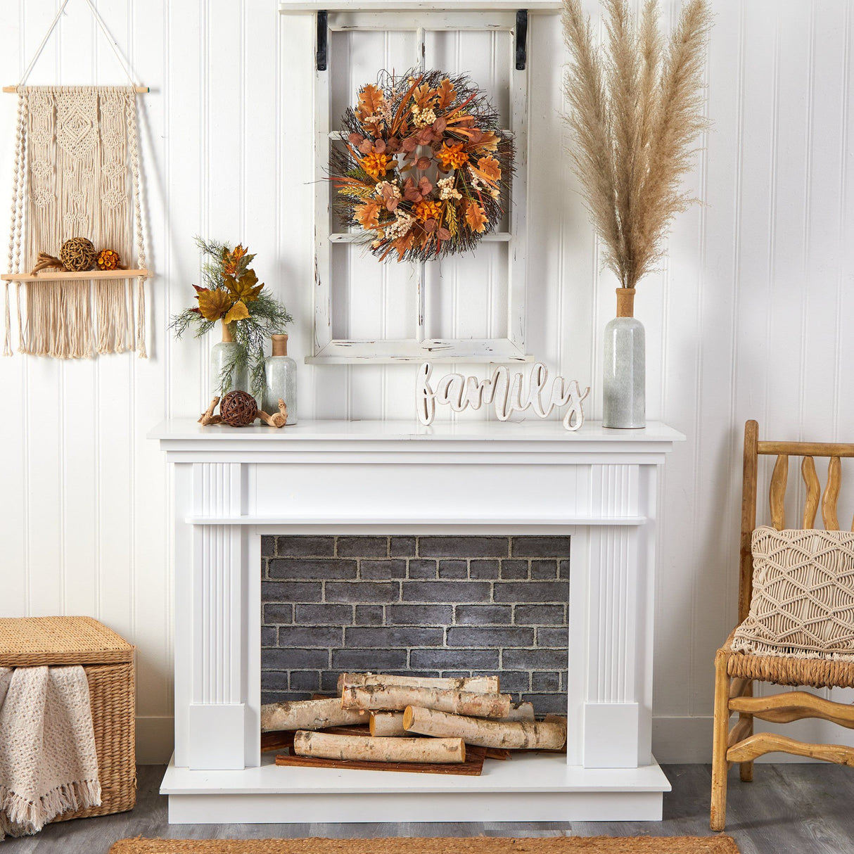 22” Autumn Dahlia and Berries Artificial Fall Wreath