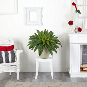 22” Boston Fern Artificial Plant in Sandstone Planter