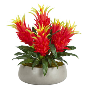 22” Dragon Fruit Artificial Plant in Gray Garden Vase