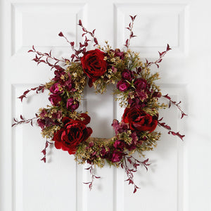 22” Peony and Rose Artificial Wreath
