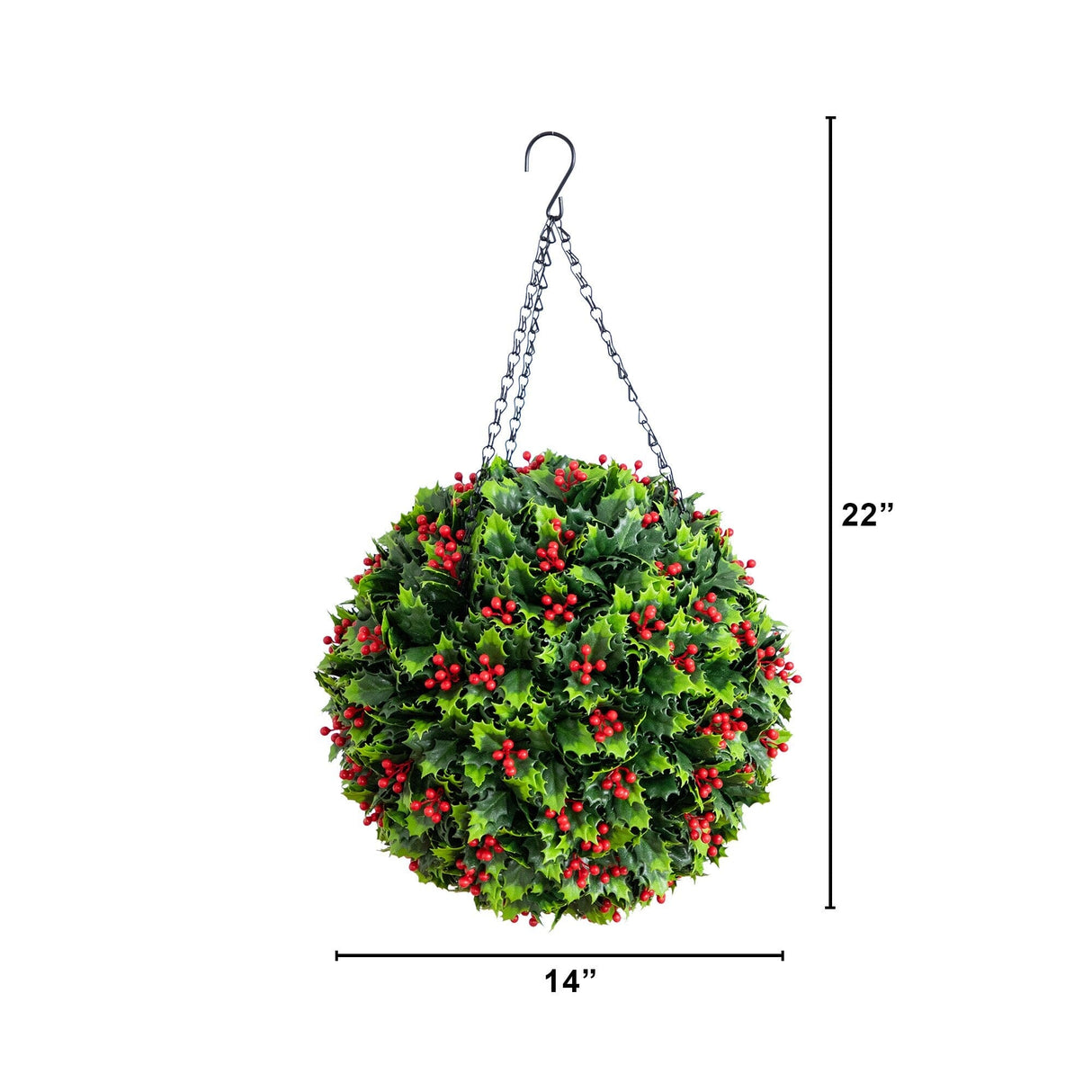22” UV Resistant Artificial Holly Berry Christmas Hanging Ball (Indoor/Outdoor)