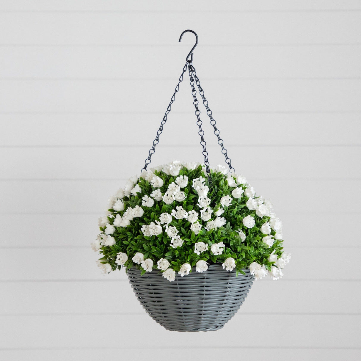 22” UV Resistant Artificial Mini Rose and Aptenia Hanging Basket (Indoor/Outdoor)