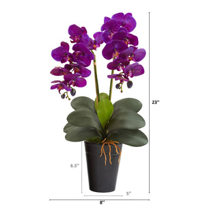 23” Double Phalaenopsis Orchid Artificial Arrangement in Vase