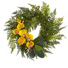 23” Mixed Greens and Phalaenopsis Orchid Artificial Wreath