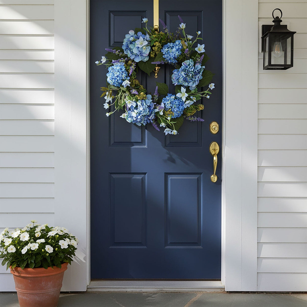 24” Artificial Blue Hydrangea Wreath