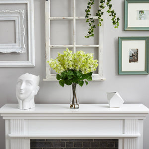 24” Artificial Lilac  Arrangement with  Cylinder Glass Vase