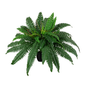 24” Artificial Self-Shaped Boston Fern Plant in Black Planter