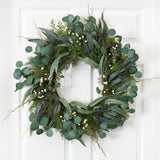 24” Eucalyptus and Mixed Greens Artificial Wreath