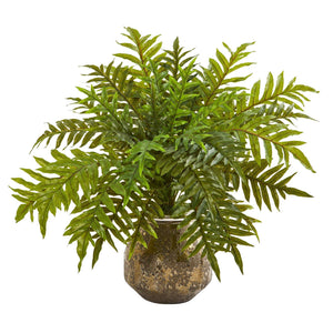 24” Hares Foot Fern Artificial Plant in Vase (Real Touch)