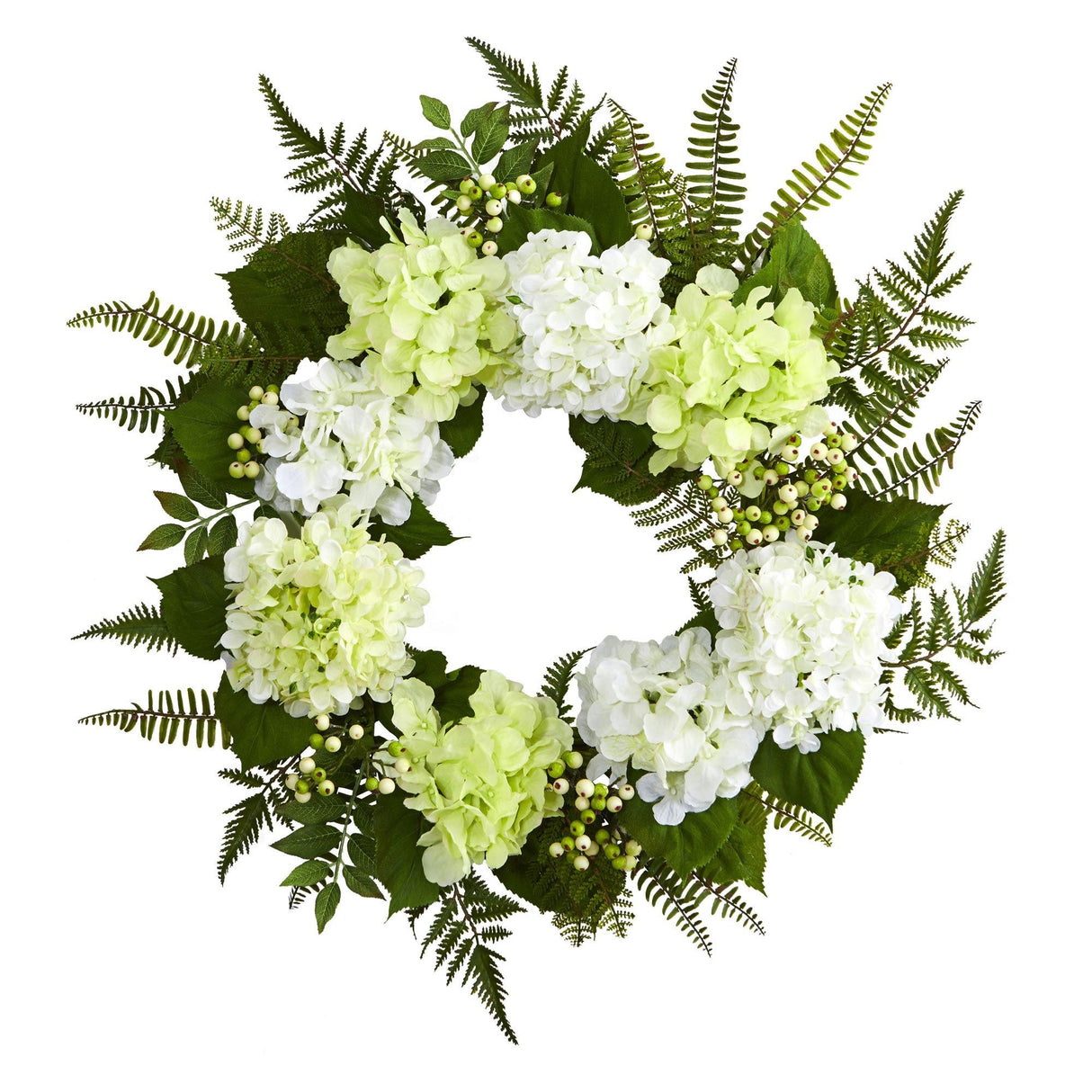 24” Artificial White Hydrangea Berry Wreath
