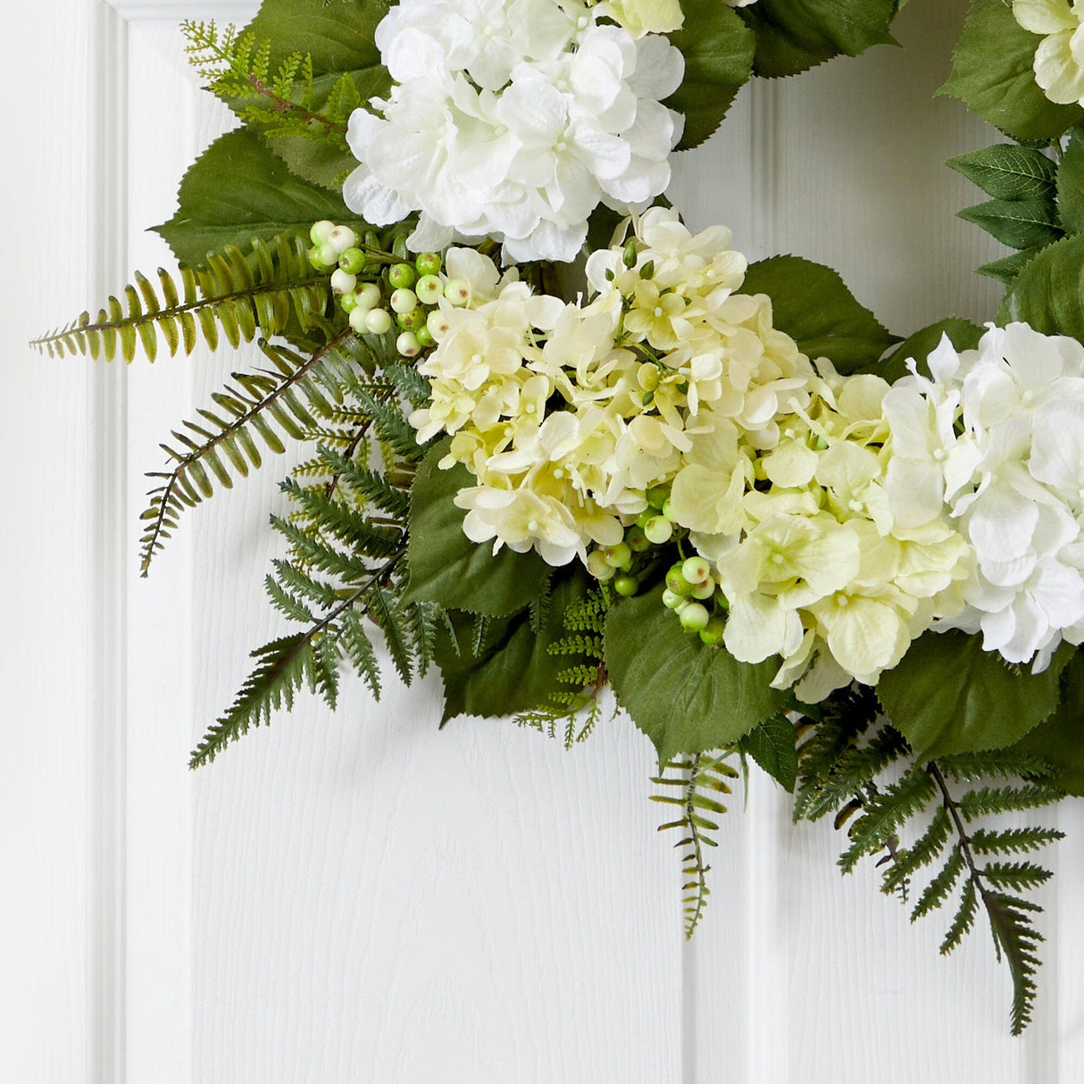24” Artificial White Hydrangea Berry Wreath